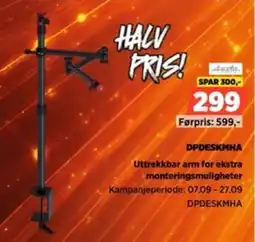 POWER Dpdesk Mha Uttrekbar Arm For Ekstra Monteringsmuligheter tilbud