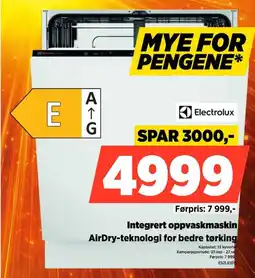 POWER Electrolux integrert oppvaskmaskin tilbud