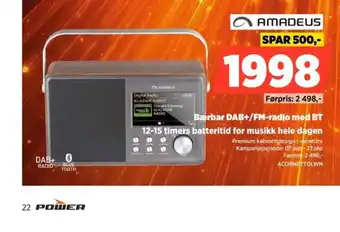 Amadeus Bærbar DAB+/FM-radio med BT