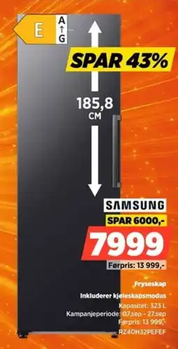 POWER Samsung Fryssekap tilbud