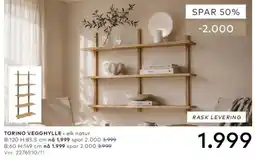 Skeidar Torino vegghylle i eik natur tilbud