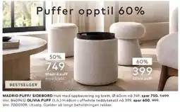 Skeidar Madrid puff/ sidebord tilbud