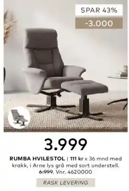 Skeidar Rumba hvilestol tilbud