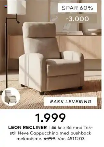 Skeidar Leon Recliner tilbud