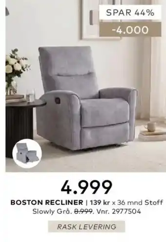 Skeidar Boston Recliner tilbud