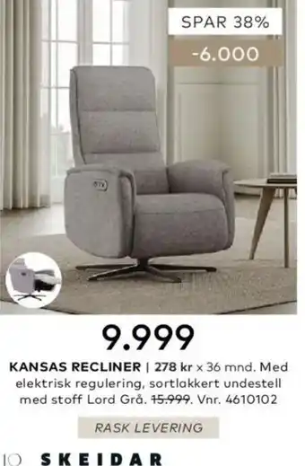 Skeidar Kansas Recliner tilbud