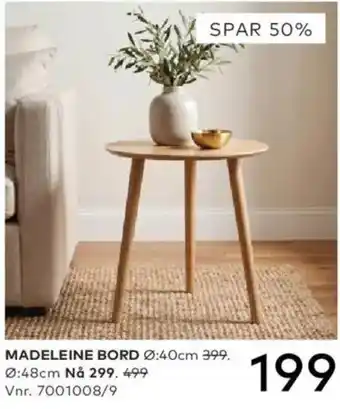 Skeidar Madeleine bord tilbud