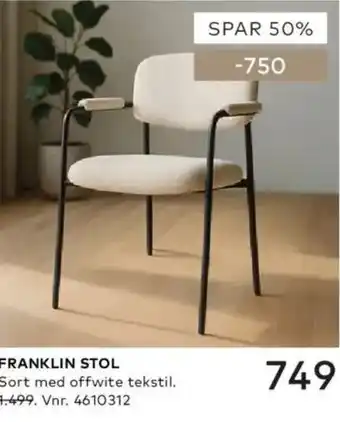 Skeidar Franklin stol tilbud