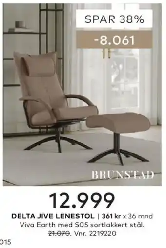 Skeidar Brunstad delta jive lenestol tilbud