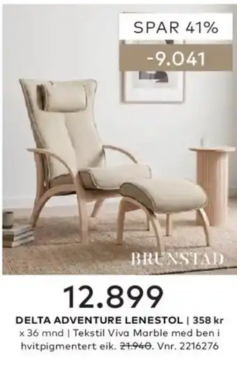 Skeidar Brunstad Delta Adventure Lenestol tilbud