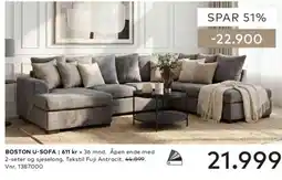 Skeidar Boston U-sofa tilbud