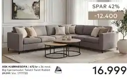Skeidar Ask hjørnesofa tilbud