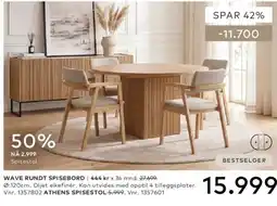 Skeidar Wave rundt spisebord tilbud