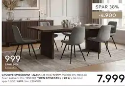 Skeidar Groove spisebord turn spisestol tilbud