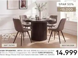 Skeidar Visby spisebord turn spisestol tilbud
