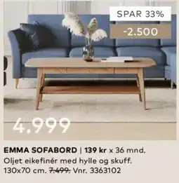 Skeidar Emma sofabord tilbud