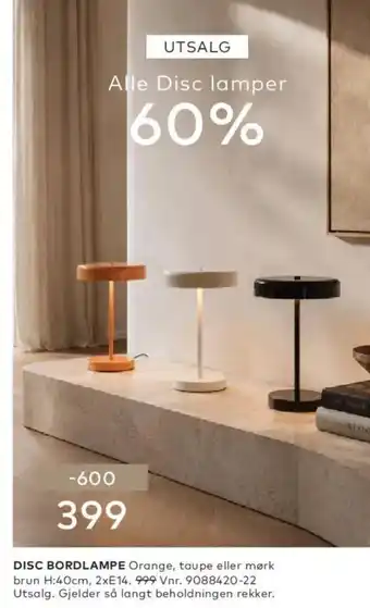 Skeidar Disc bordlampe tilbud
