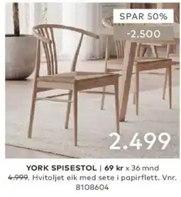 Skeidar York spisestol tilbud