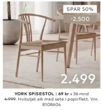Skeidar York spisestol tilbud