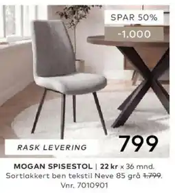 Skeidar Mogan spisestol tilbud
