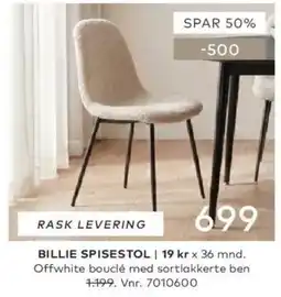 Skeidar Billie spisestol tilbud