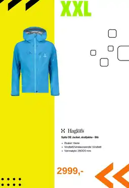 XXL Sport Haglöfs Spitz OE Jacket skalljakke Blå tilbud