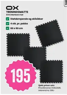 Sport Outlet TRENINGSMATTE tilbud