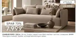 Skeidar Charles sofa tilbud