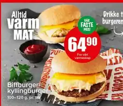 Spar Biffburger/kyllingburger tilbud