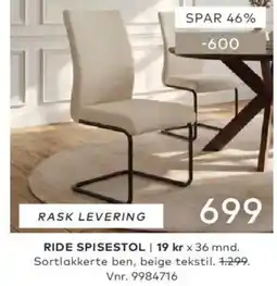 Skeidar Ride spisestol tilbud