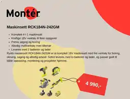 Montér Montér maskinsett RCK184N-242GM tilbud