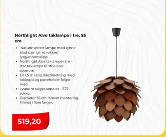 Northlight Alve taklampe i tre