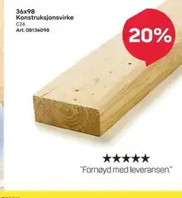 Byggmax 36x98 Konstruksjonsvirke tilbud