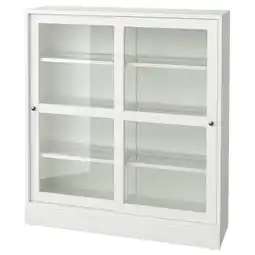 IKEA Havsta Vitrineskap med sokkel, hvit klart glass, 121x37x134 cm tilbud