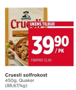 Meny Quaker Cruesli solfrokost tilbud