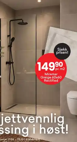 Right Price Tiles Miramar Greige 60x60 Rectified tilbud