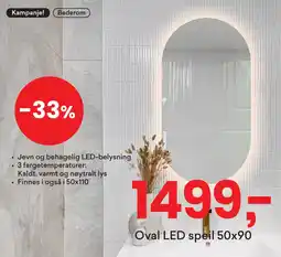 Right Price Tiles Oval LED speil tilbud