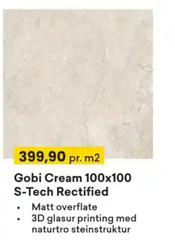 Right Price Tiles Gobi Cream 100x100 S-Tech Rectified tilbud