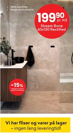 Right Price Tiles Stream Bone 60x120 Rectified tilbud