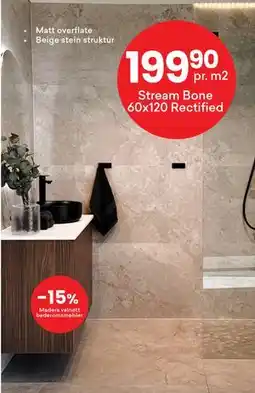 Right Price Tiles Stream Bone 60x120 Rectified tilbud