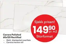 Right Price Tiles Carrara Polished 60x120 Rectified tilbud