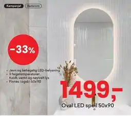 Right Price Tiles Oval LED speil 50x90 tilbud