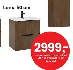 Right Price Tiles Luma baderomsmøbel 50 cm Valnøtt med servant tilbud