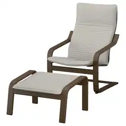 IKEA PoÄng Stol og fotskammel, valnøttmønstret/knisa lys beige tilbud