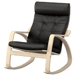 IKEA PoÄng Gyngestol, bjørkefiner/grann svart tilbud