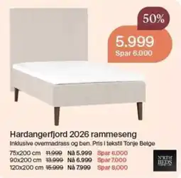 Møbelringen North Beds Hardangerfjord 2026 rammeseng tilbud