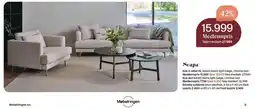 Møbelringen Scapa Kos 3-seter XL tekstil Hevre light beige, chrome ben tilbud