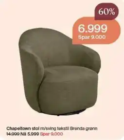 Møbelringen Chapeltown stol m/sving tekstil Brenda grønn tilbud