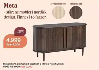 Meta skjenk brunlakkert elkefinér