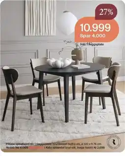 Møbelringen Filippa spisebord inkl 1 illeggsplate tilbud